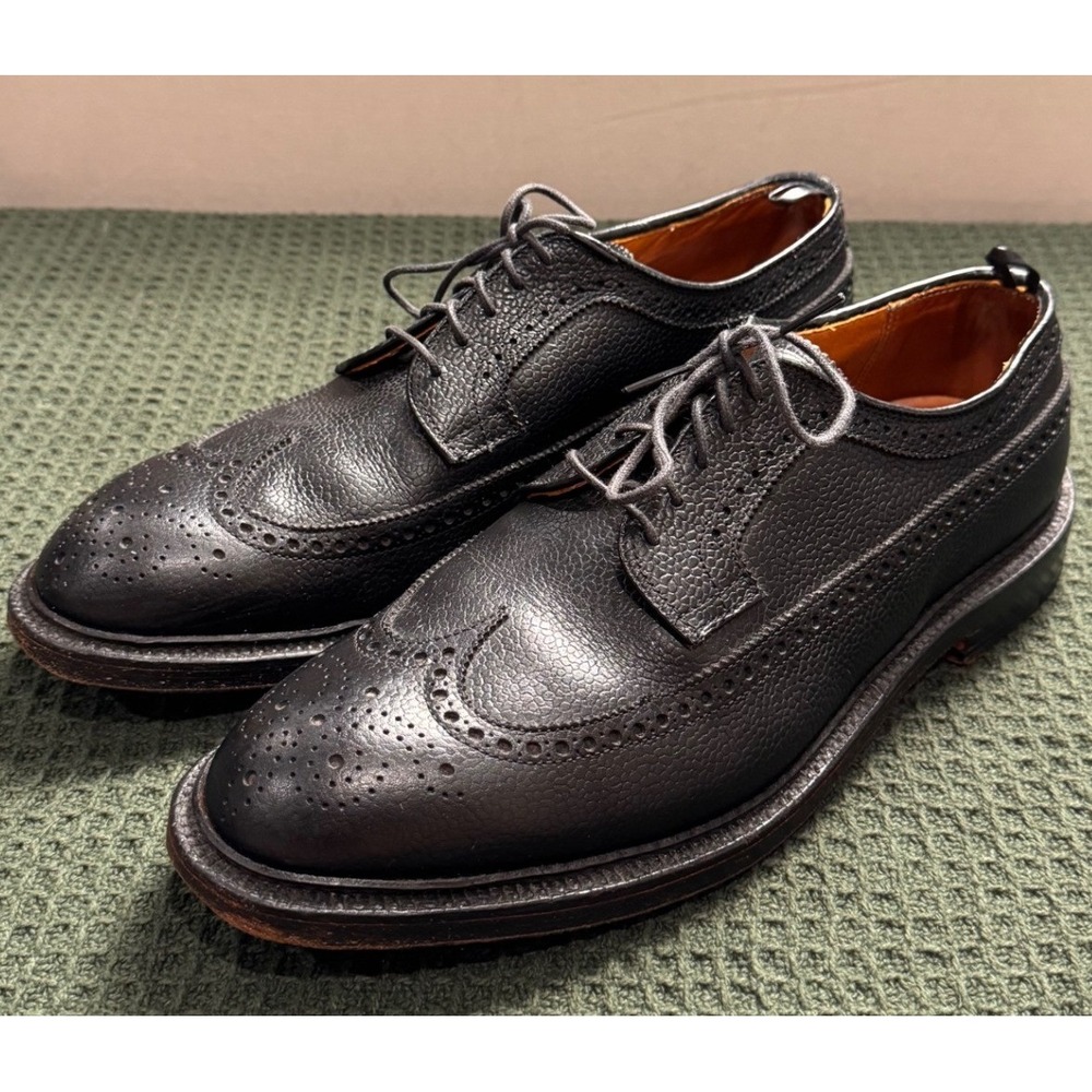 Brooks Brothers Black Fleece 1818 Mens Black Pebbled Leather Wingtip Oxfords 10D